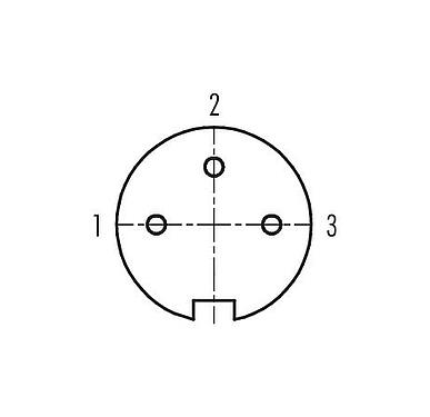 Disposizione dei contatti (lato connessione) M16 Connettore femmina a flangia, Numero poli: 3 (03-a), non schermato, THT, IP40, M18x0,75, Montaggio su panello posteriore