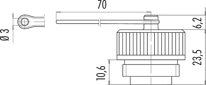 Scale drawing Protecting cap, IP67, for female panel mount connector