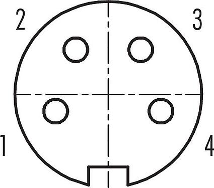 Uspořádání kontaktů (strana zástrčky) M16 Kabelová box, : 4 (04-a), 6,0-8,0 mm, stínitelné, pájka, IP40
