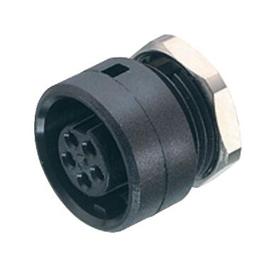 Abbildung Bajonett Flanschdose, Polzahl: 3, ungeschirmt, löten, IP40, M10x0,75, Frontmontage