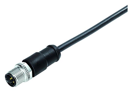插圖 M12 直頭針頭電纜連接器, : 4, 非遮罩, 預鑄電纜, IP68, PUR, 黑色, 4x1.50mm², 2m