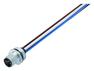 M12 Flänsplugg, antal poler: 4, oskärmad, flätad kabel, IP68, M16x1,5, Frammontering
