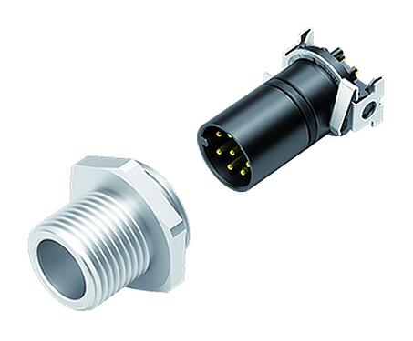 Ábrák M12 panelre szerelhető csatlakozó, : 4, árnyékolatlan, SMT, IP67, M12x1,0, elülső rögzítés