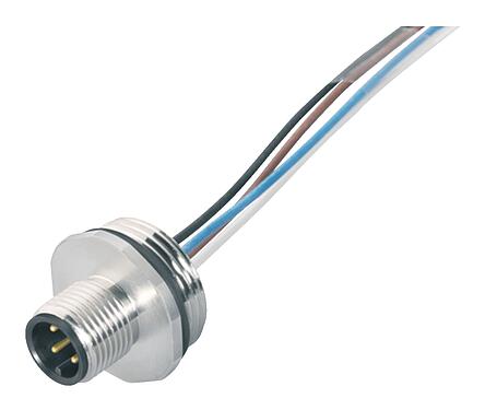 Ilustrace M12 Přírubová zátka, : 5, nestíněný, Splétané vodiče, IP68, UL 2238, M20x1,5, Přední montáž