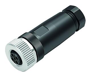 M12 メスケーブルコネクタ, 極数: 3+PE, 6.0-8.0mm, 非シールド, ねじ圧着, IP67, UL 2238, VDE