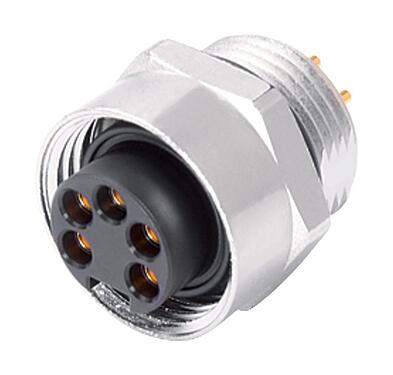 Illustratie 7/8" Female panel mount connector, aantal polen: 4, onafgeschermd, THT, IP68, UL 2238, VDE, Frontaansluiting, gegoten