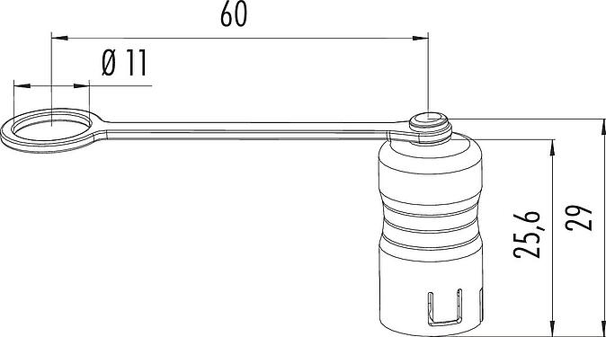 Scale drawing Protecting cap, IP67, with retaining strap