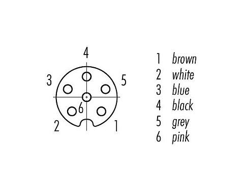 Uspořádání kontaktů (strana zástrčky) M8 Přírubová zásuvka, : 6, nestíněný, Splétané vodiče, IP67, UL 2238, M10x0,75, Přední montáž