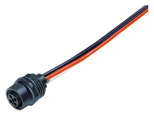 Иллюстрация M12 Фланцевая розетка, Количество полюсов: 4, не экранированный, одножильные провода, IP68, UL 2238, M16x1,5, Фронтальное крепление