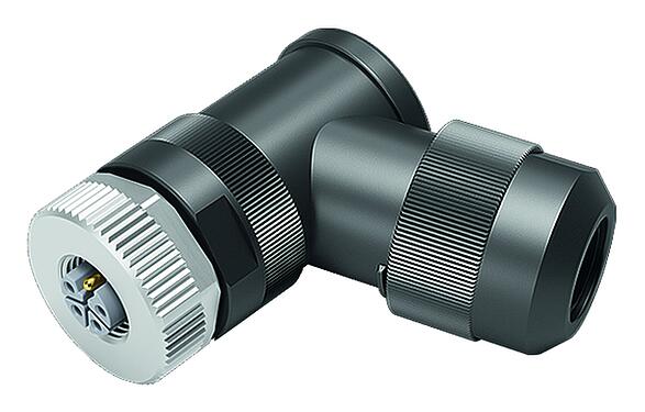 Kuva M12 Kulmarasia, Napojen määrä: 4+FE, 8,0-13,0 mm, suojaamaton, ruuviliitin, IP67, M12x1,0, virtalähde varten, UL 2237 valmisteilla, PE-liitännällä