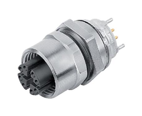 Abbildung M12 Flanschdose, Polzahl: 8, schirmbar, THT, IP67, UL, M12x1,0, Frontmontage