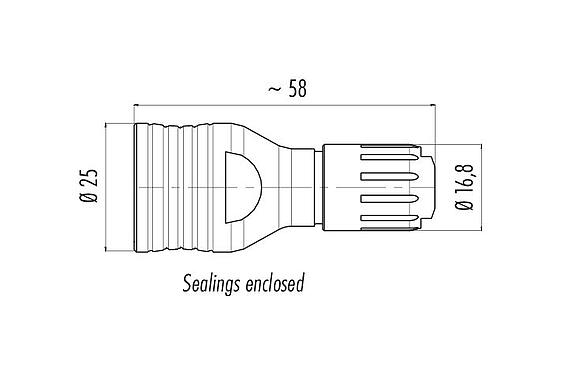 Skalritning 08 2606 000 001 - Push-Pull - adapter för kabel förbindning till upptagning en flänsstickkontaktens, kabelutlopp 4–6 mm, 6–8 mm, tätningar lös bifogad; serie 440