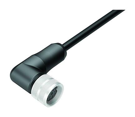 일러스트 M16 각진 소켓, 콘택트 렌즈: 12, 쉴드, 케이블에 몰딩, IP67, PUR, 검정, 12x0.25mm², 5m