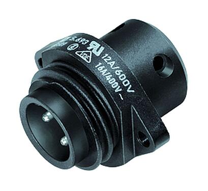 Illustration 09 4223 00 04 - RD24 Male panel mount connector, Contacts: 3+PE, unshielded, screw clamp, IP67, UL, ESTI+, VDE