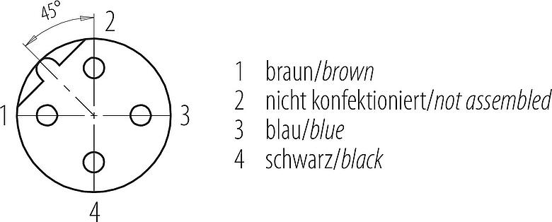 Contactconfiguratie (Insteekbereik) M12 Kabeldoos, aantal polen: 3, onafgeschermd, aan de kabel aangegoten, IP68/IP69K, UL 2238, PUR, zwart, 3 x 0,34 mm², 5 m