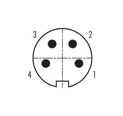 Disposition des contacts (Côté plug-in) M16 Connecteur mâle, Contacts: 4 (04-a), 4,0-6,0 mm, blindable, souder, IP40