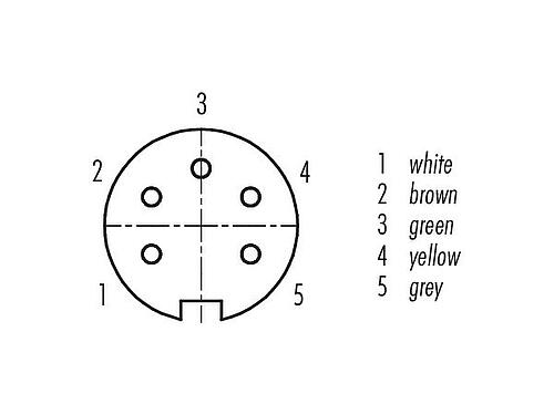 コンタクト配列(接続側) M16 メスパネルマウントコネクタ, 極数: 5 (05-a), 非シールド, 単線, IP40, M18x0,75, 背面パネルマウント