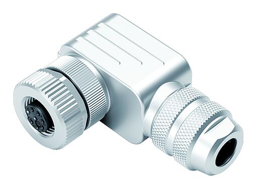 Illustrazione M12 Connettore angolare femmin, Numero poli: 8, 6,0-8,0 mm, schermabile, morsetto a vite, IP67, UL 2238, con anello di schermatura