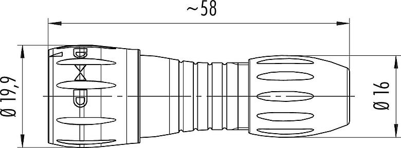 Méretarányos rajz bajonett Kábelre szerelhető csatlakozó, : 8, 2,5-4,0 mm, árnyékolatlan, kézi forrasztású, IP67