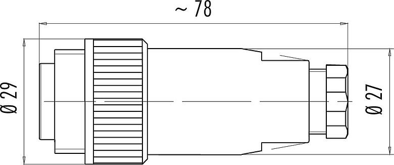 Scale drawing RD24 Male cable connector, Contacts: 6+PE, 8.0-10.0 mm, unshielded, screw clamp, IP67, UL, ESTI+, VDE, PG 11