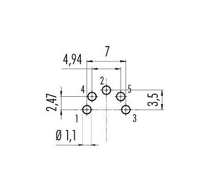 Geleiderconfiguratie 09 0320 99 05 - M16 Female panel mount connector, aantal polen: 5 (05-b), onafgeschermd, THT, IP40, aan voorkant verschroefbaar