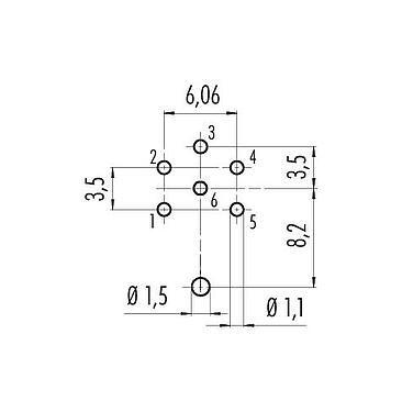 Geleiderconfiguratie M16 Female panel mount connector, aantal polen: 6 (06-a), schermbaar, THT, IP40, M18x0,75, Achterwandmontage