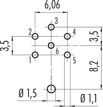 지휘자 레이아웃 M16 플랜지 리셉터클, 콘택트 렌즈: 6 (06-a), 차폐 가능, THT, IP40, M18x0,75, 후면 월 마운팅