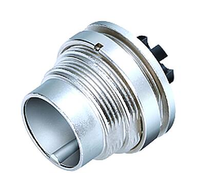 Illustration M16 Male panel mount connector, Contacts: 8 (08-a), unshielded, crimping (Crimp contacts must be ordered separately), IP40, M18x0,75, Rear mounting