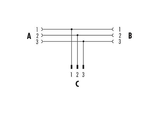 Pin assignment plans Snap-In Twin distributors, Y-distributor, Contacts: 3, unshielded, pluggable, IP67, UL 2238, VDE