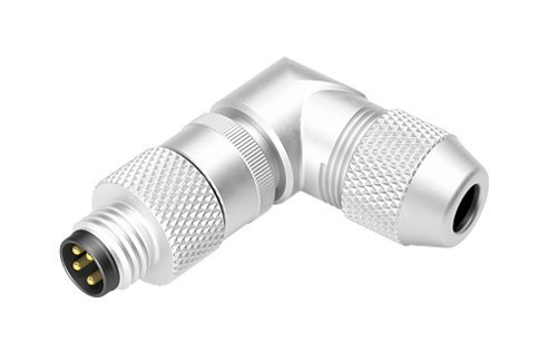 Illustration M8 Male angled connector, Contacts: 4, 3.5-5.0 mm, shieldable, solder, IP67, UL 2238